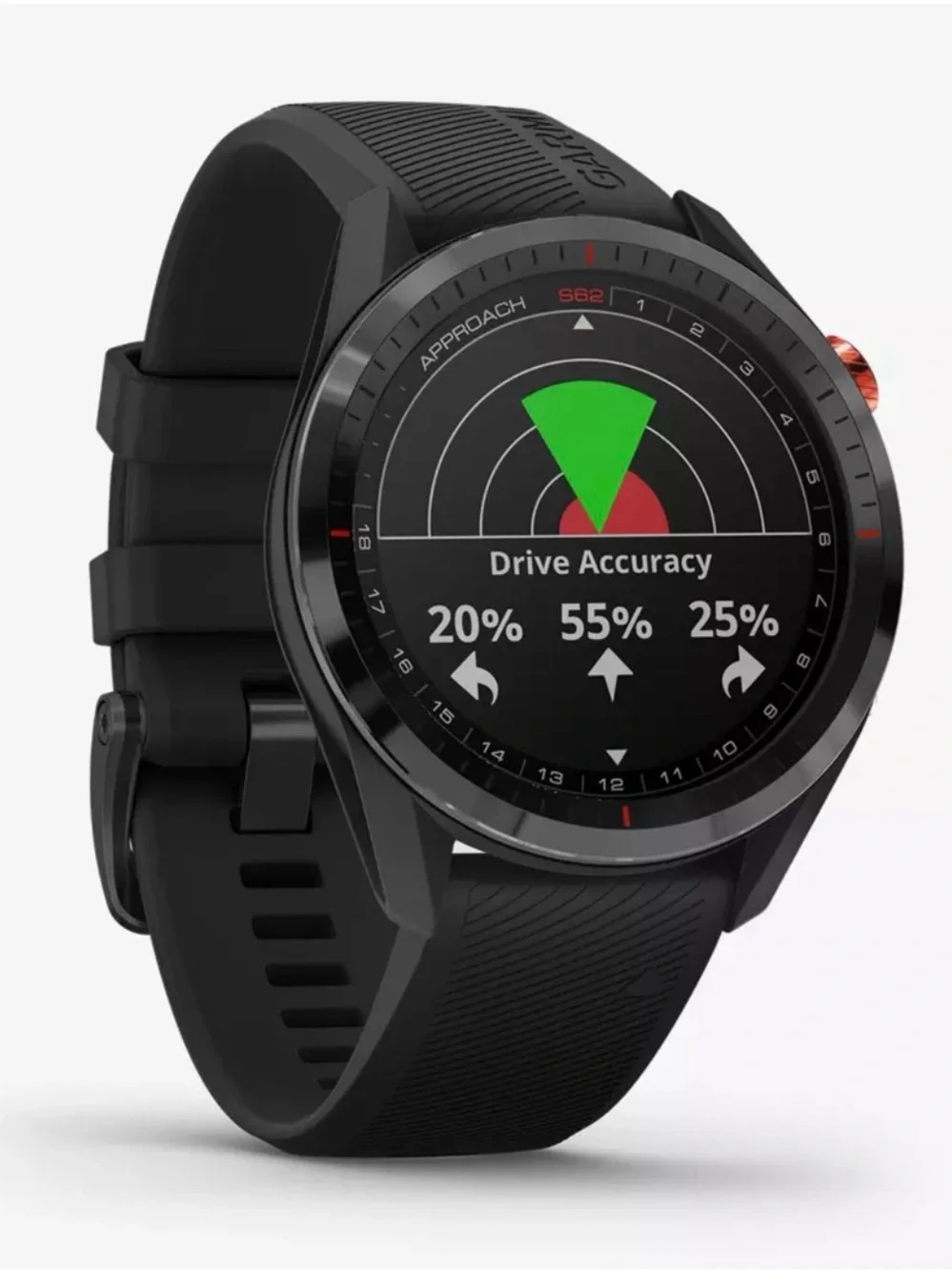 garmin Approach S62 Smartwatch in Black with Red Accents